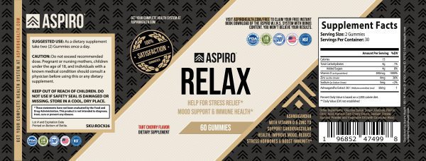 Aspiro Relax Ashwagandha w/Vitamin D & Zinc Gummies